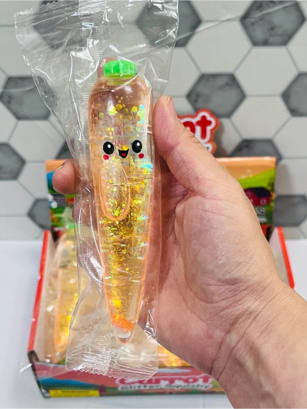 Glitter Squishy Toy - Orange Glitter by